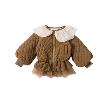 Куртка для девочек Зимняя хлопковая ветрозащитная полоса 2023 Классическая теплая плюс бархатная утолщение Высококачественная детская одежда 5