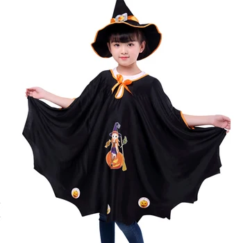 Хэллоуин Вечеринка Плащ Дети Ведьма Тыква Одежда Одевалка Волшебник Плащ Накидка Косплей 5
