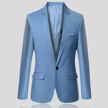 Классический деловой блейзер с клапанами карманы верхняя одежда мужская пиджак с одной пуговицей и лацканом пиджак 5